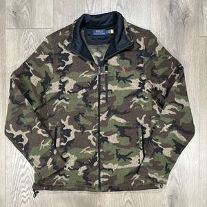 Polo Ralph Lauren Camo Full Zip Fleece Jacket Green Men's Size Medium